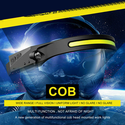 COB LED Waterproof Motion Sensor Head Torch Headlight USB Rechargeable Headlamp