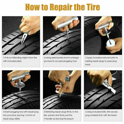 100PCS Tyre Repair Kit Puncture Recovery Heavy Duty 4WD Offroad Plugs Tubeless