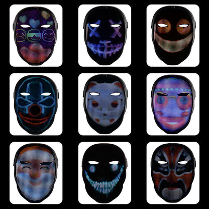 LED Programmable Full Face Mask App Control DIY Bar Nightclub Party Festive Mask