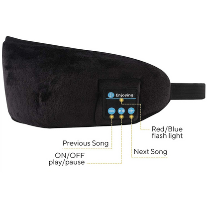 Wireless Bluetooth 5.0 Stereo Eye Mask Headphones Earphone Sleep Music Mask PB, Black