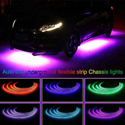 RGB 4X Strip LED Rock Underbody Underglow Light Tube Under Car Truck Neon Kits