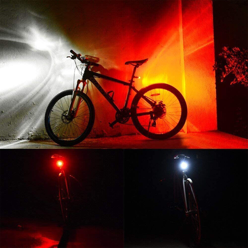 Front Rear Tail Waterproof USB Rechargeable Bicycle Lamp Bike Lights Set