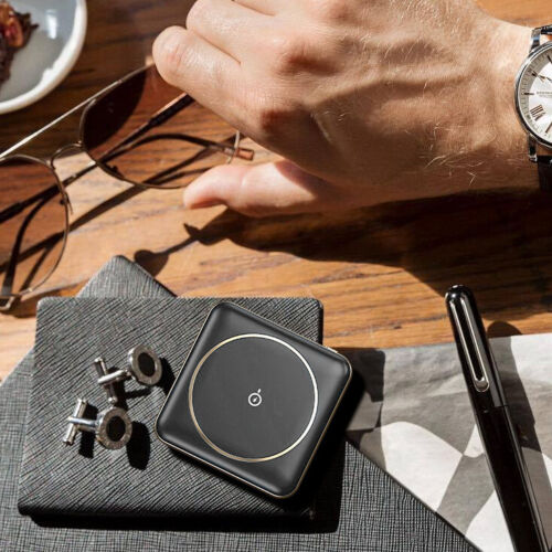 Slim Portable Mini Qi Charger Magnetic Wireless Power Bank 10000mAh NEW Black