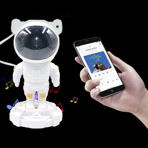 Astronaut Projector Light USB Rechargeable LED Starry Night Light Bedside Table Lamps with Speaker and Build-in Battery