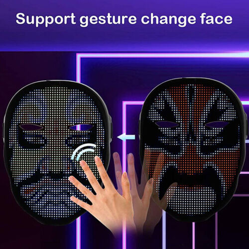 LED Programmable Full Face Mask App Control DIY Bar Nightclub Party Festive Mask